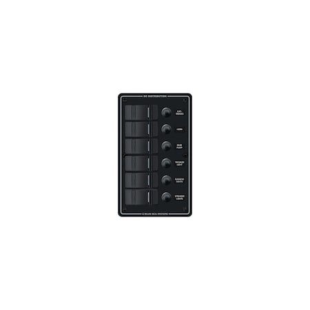 Blue Sea Systems Water Resistant Circuit Breaker Panel 6 Positions-Black 8373